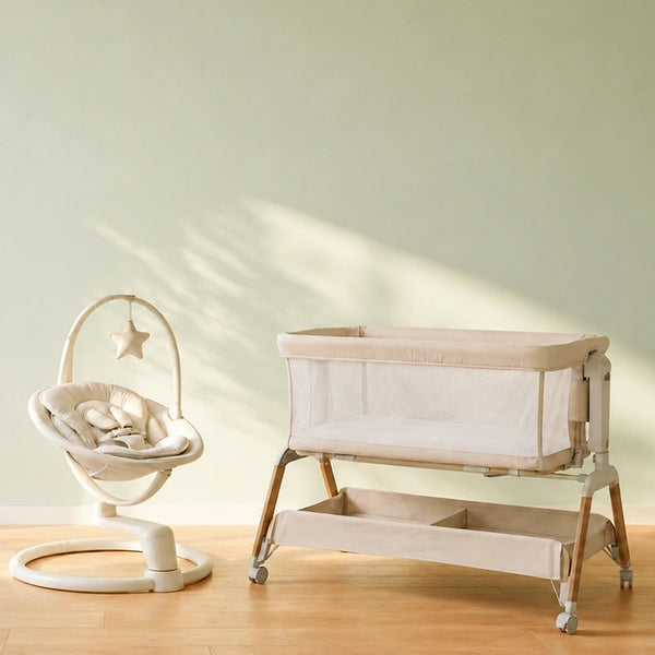 Baby Swing Rocker & Bedside Bassinet Bundle – Newborn Sleep Set