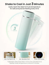 Grownsy Portable Baby Formula Bottle Maker, Rapid Cooling in 3 Min, Pure Physical Cooling, No Power Needed, Smart Color Temp Display, Travel & Night Feeding Essential, Includes Formula Dispenser,Green
