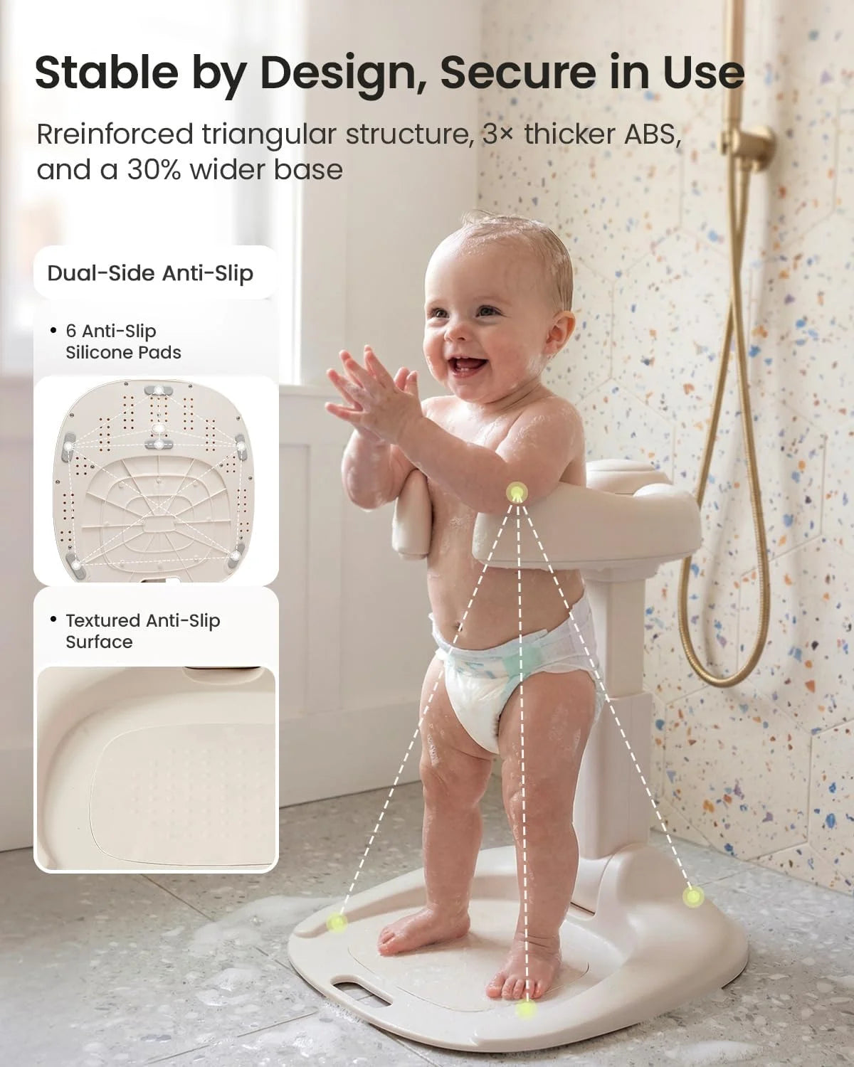 GROWNSY Baby Bath Stand, Foldable Baby Shower Stand for Infants and Toddlers (6-36 Months)
