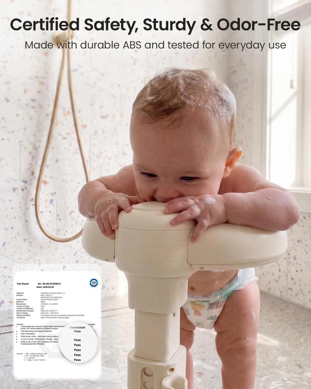 GROWNSY Baby Bath Stand, Foldable Baby Shower Stand for Infants and Toddlers (6-36 Months)