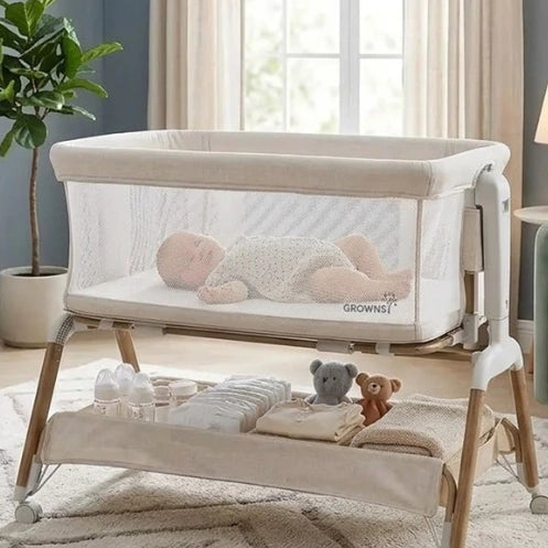 5-in-1 Rocking Bedside Bassinet with Adjustable Height Bedside Crib