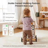 GROWNSY Wooden Baby Walker with Wheels Adjustable Speed, Baby Push Walker with Detachable Busy Board 7 Different Montessori Toys, Baby Gifts & New Parents Gifts for Boys & Girls (Wood Color)