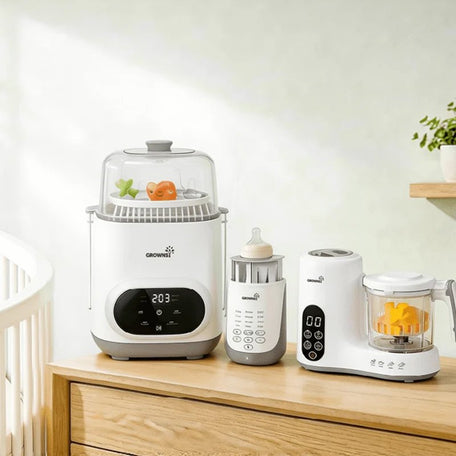 Grownsy NutriChef Baby Food Maker + 4-in-1 Feeding Bottle Washer Pro + 10-in-1 Fast Baby Bottle Warmer