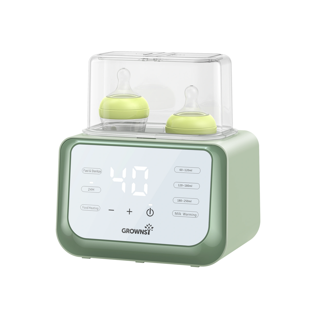 Green 8-in-1 Baby Bottle Warmer For Newborn with Dual Bottle Capacity